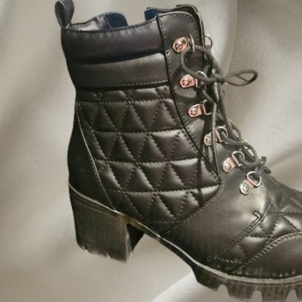 Quilted Black Ankle Boots